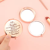 ๐น Elegant 65mm Round Makeup Mirror, Dual-Sided Button Design in Rose Gold. A heartfelt blessing for your daughter engraved. 2x magnification, HD glass, in stock. Perfect for any occasion! โจ๐